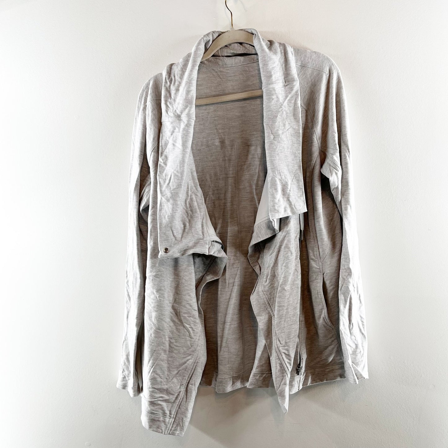 Lululemon Coast Easy Long Sleeve Full Zip Wrap Cardigan Jacket Heathered Gray 8
