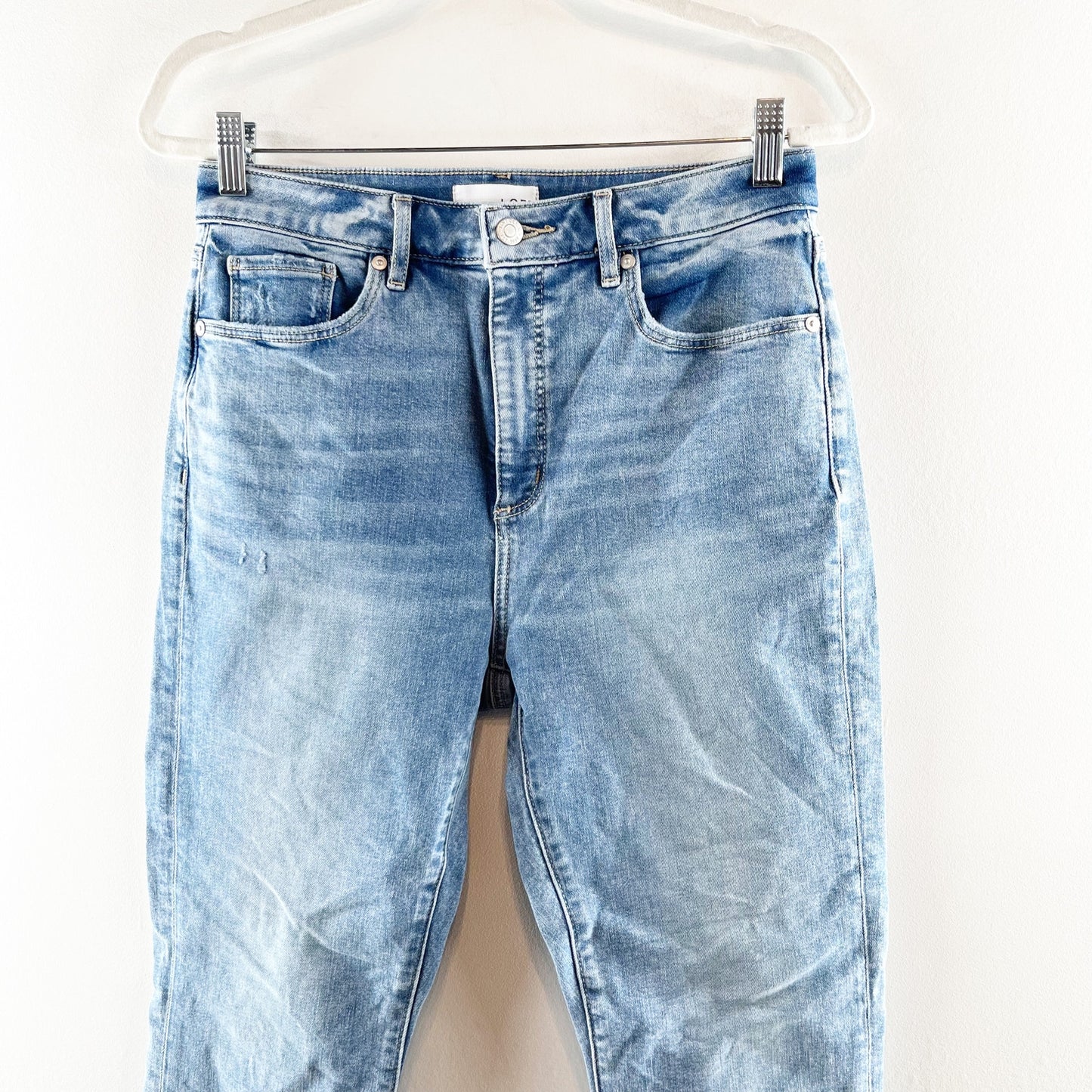 LOFT High Rise Curvy Kick Crop Raw Hem Jeans Blue 2 / 26