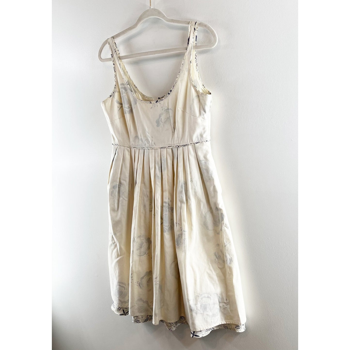 Anthropologie Moulinette Soeurs Floral Cotton Fit and Flare Mini Dress Cream 8