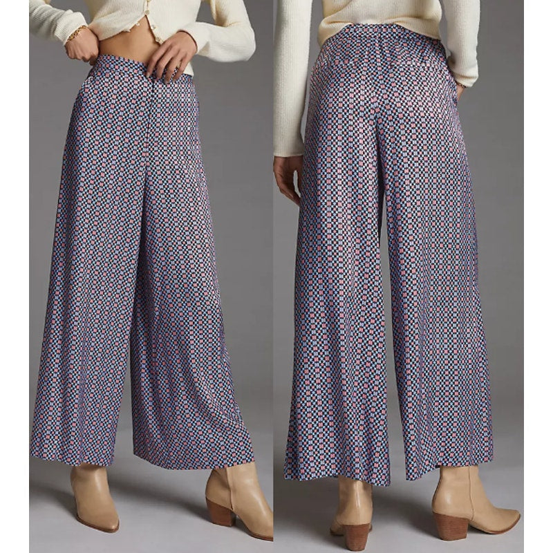 Maeve by Anthropologie High Waisted Wide-Leg Trouser Pants Purple 12