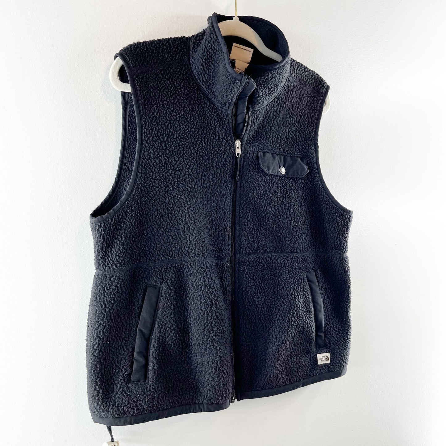The North Face Full Zip Fleece Sherpa Vest Black Large