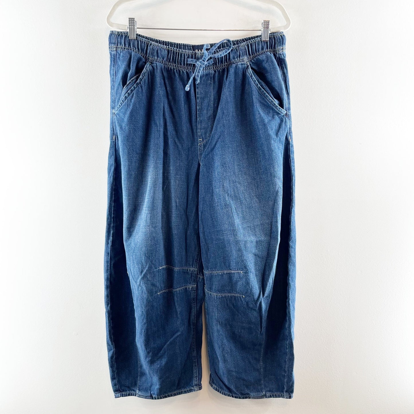 GAP Fast Horseshoe Barrel Pull On Jeans Pants Dark Indigo Blue Large