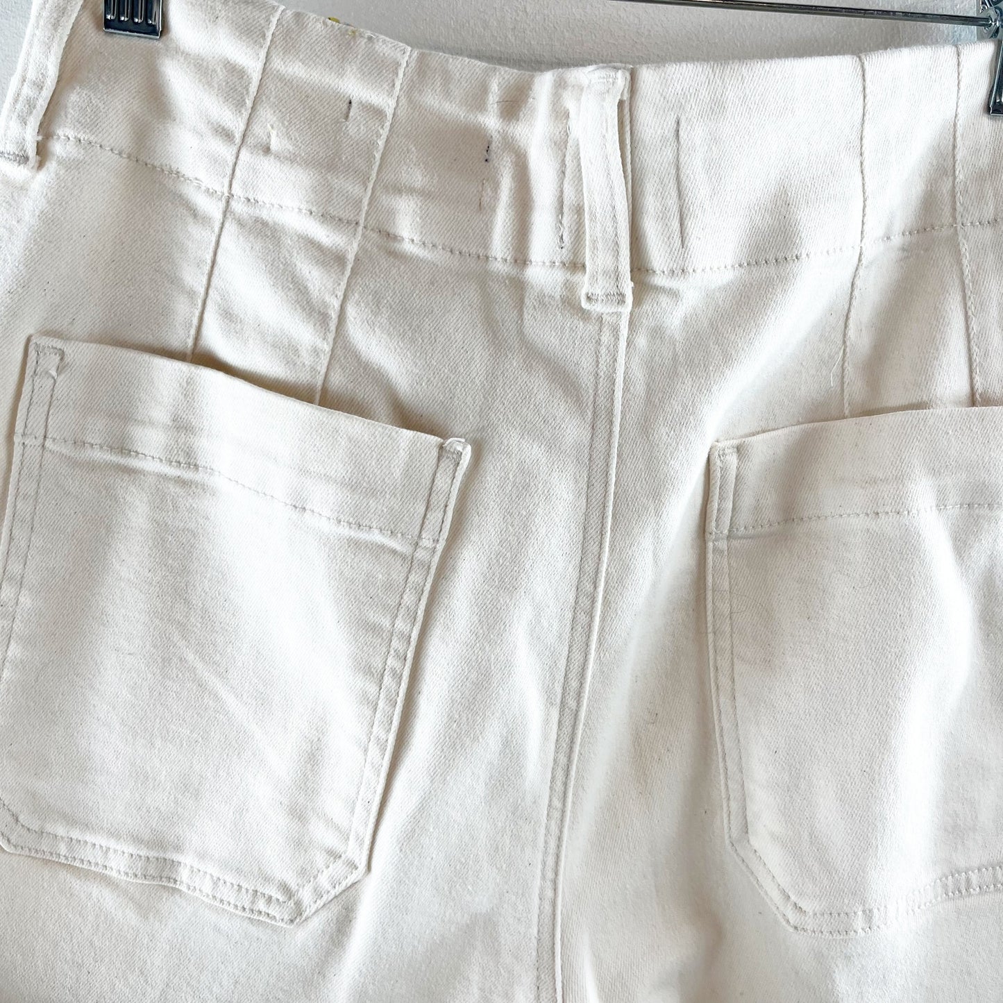 Maeve Anthropologie Colette High Rise Denim Cropped Wide Leg Jeans Cream 28