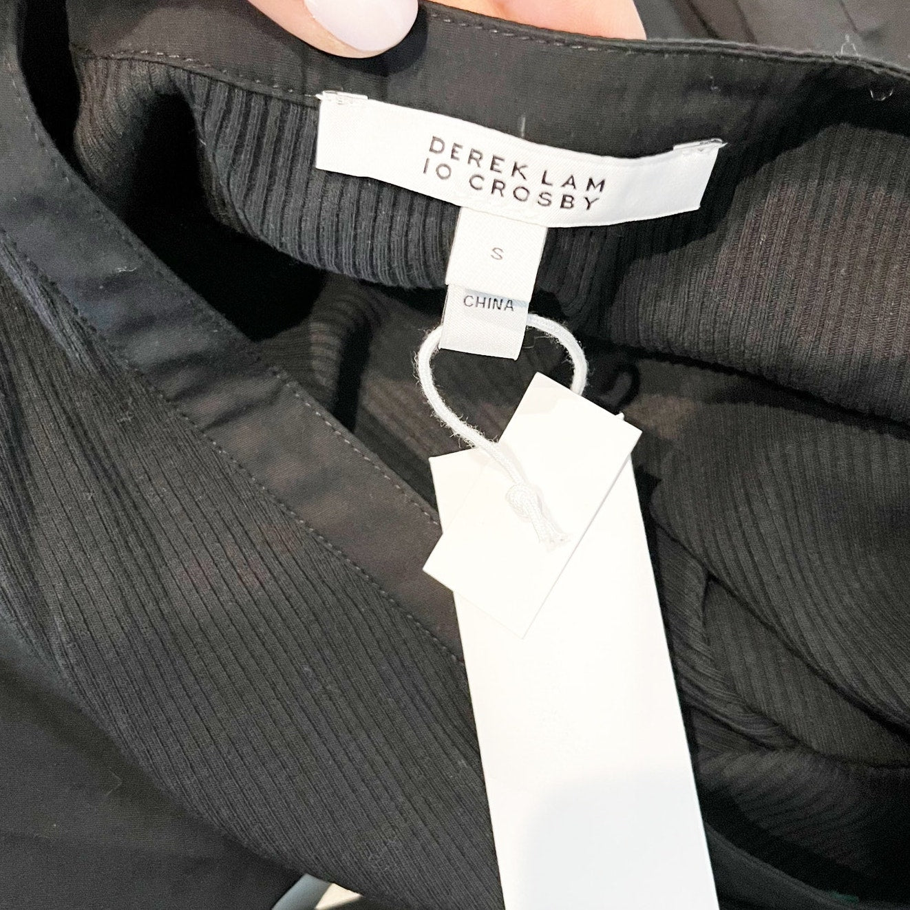 Derek Lam 10 Crosby Natalia Short Puff Sleeve Poplin Midi Dress Black Small