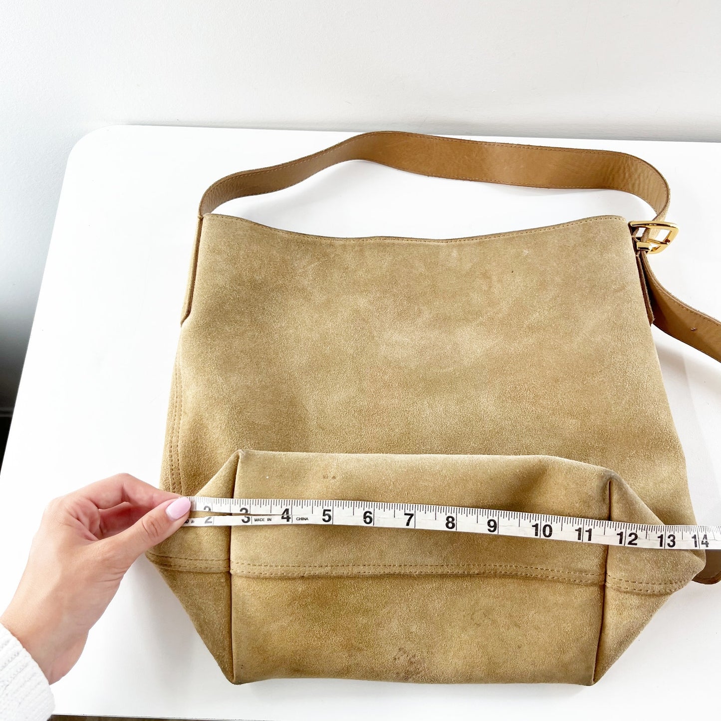 Madewell The Essential Suede Bucket Bag Purse Tawny Khaki Tan