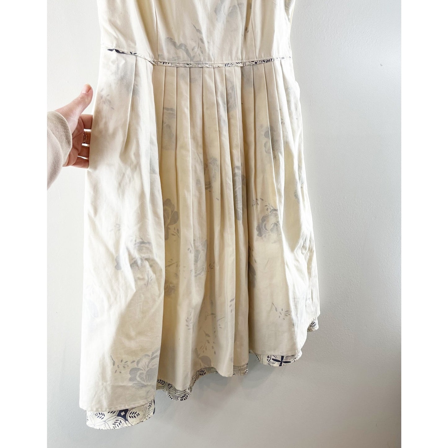 Anthropologie Moulinette Soeurs Floral Cotton Fit and Flare Mini Dress Cream 8