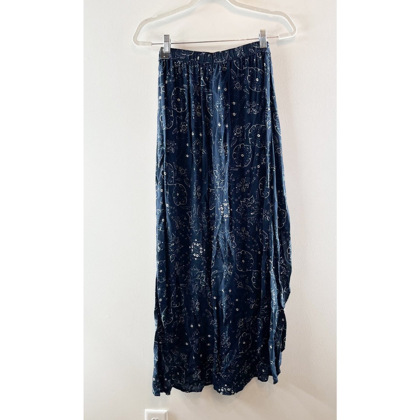 Abercrombie & Fitch Wide Leg Wrap Tie Waist Flowy Beach Pants Bandana Blue XS