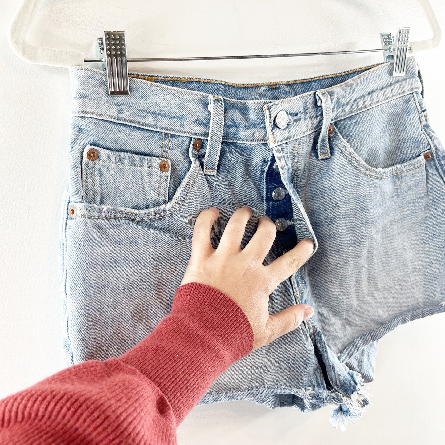 Levi's High Rise 501 Original Button Fly Jean Cutoff Shorts Blue 28 / 6