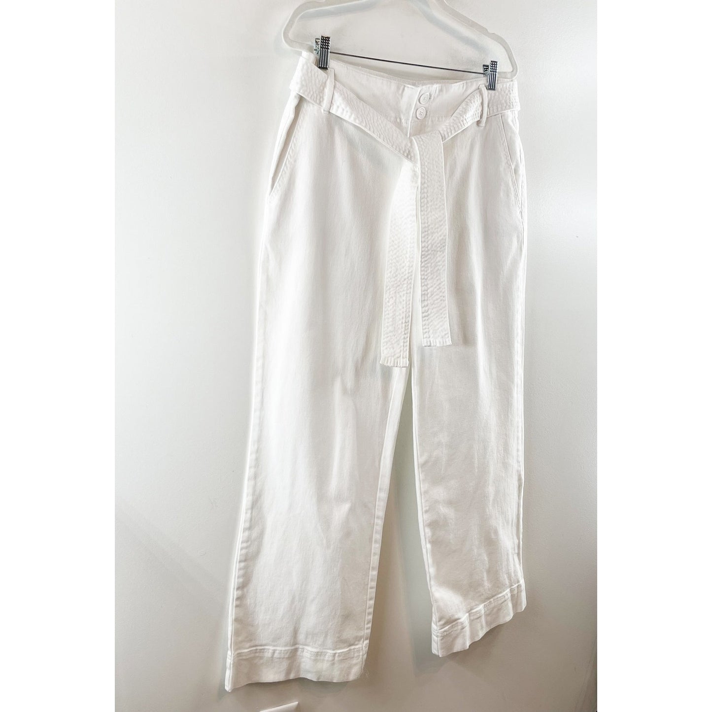 A New Day High Rise Wide Leg Belted Trouser Pants White 16