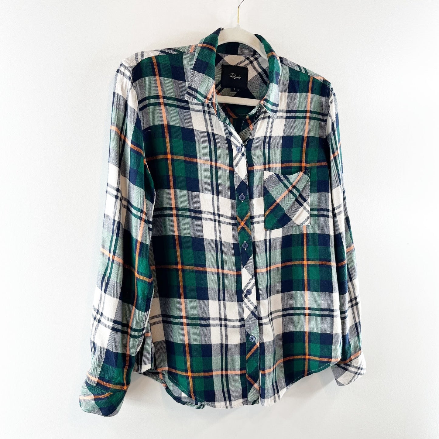 Rails Hunter Plaid Button Down Shirt Forest Navy Stone Green Small