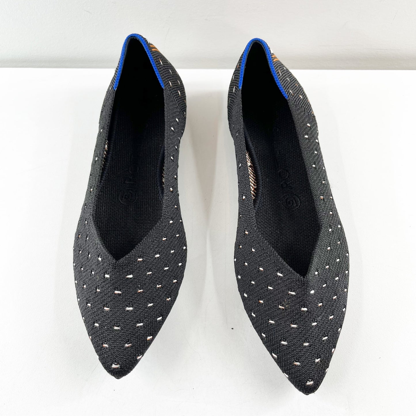 Rothy's The Point Ivory Polka Dot Print Black 8