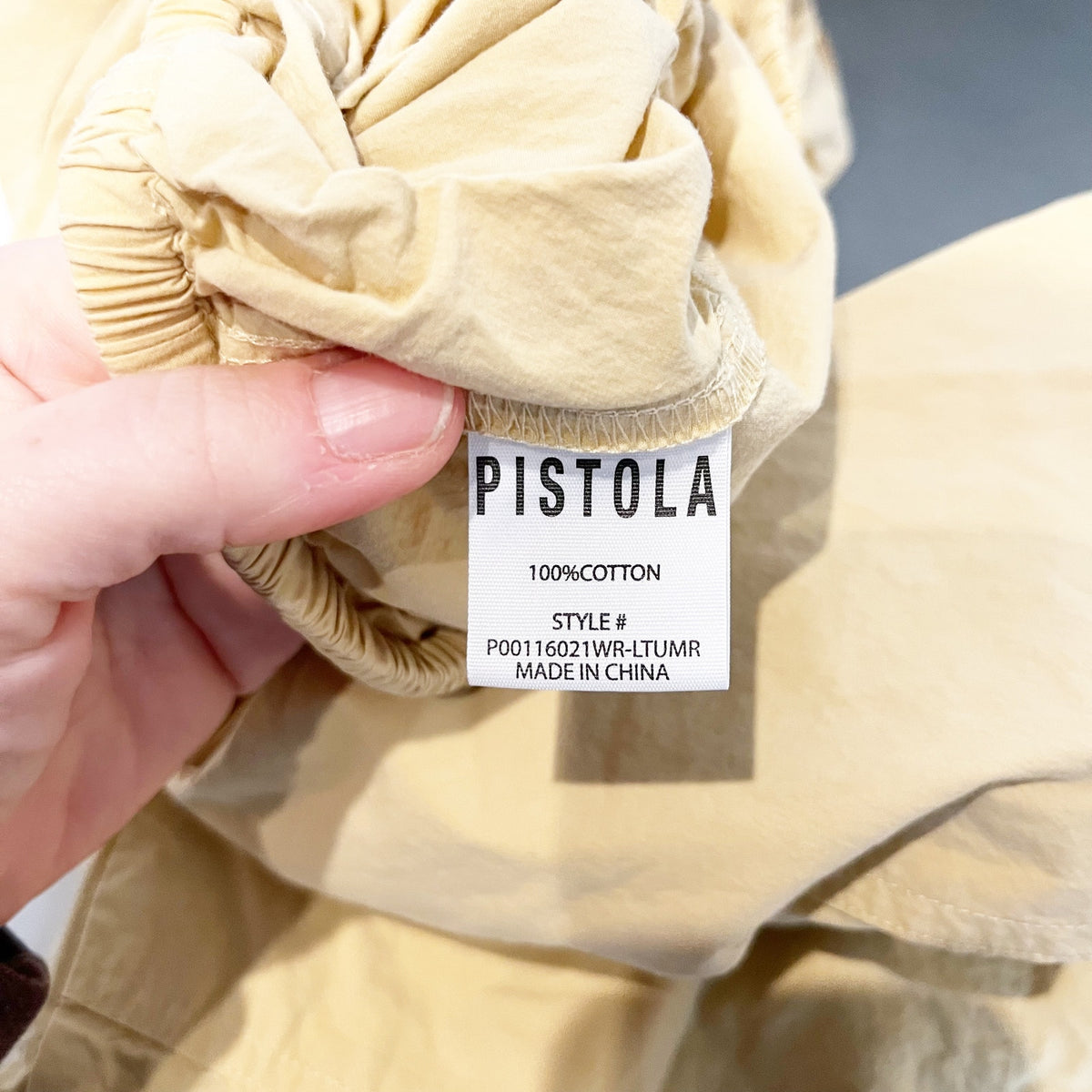 Pistola Theo Pull On Poplin Cotton Relaxed Fit Pants Light Tumeric Golden Yellow
