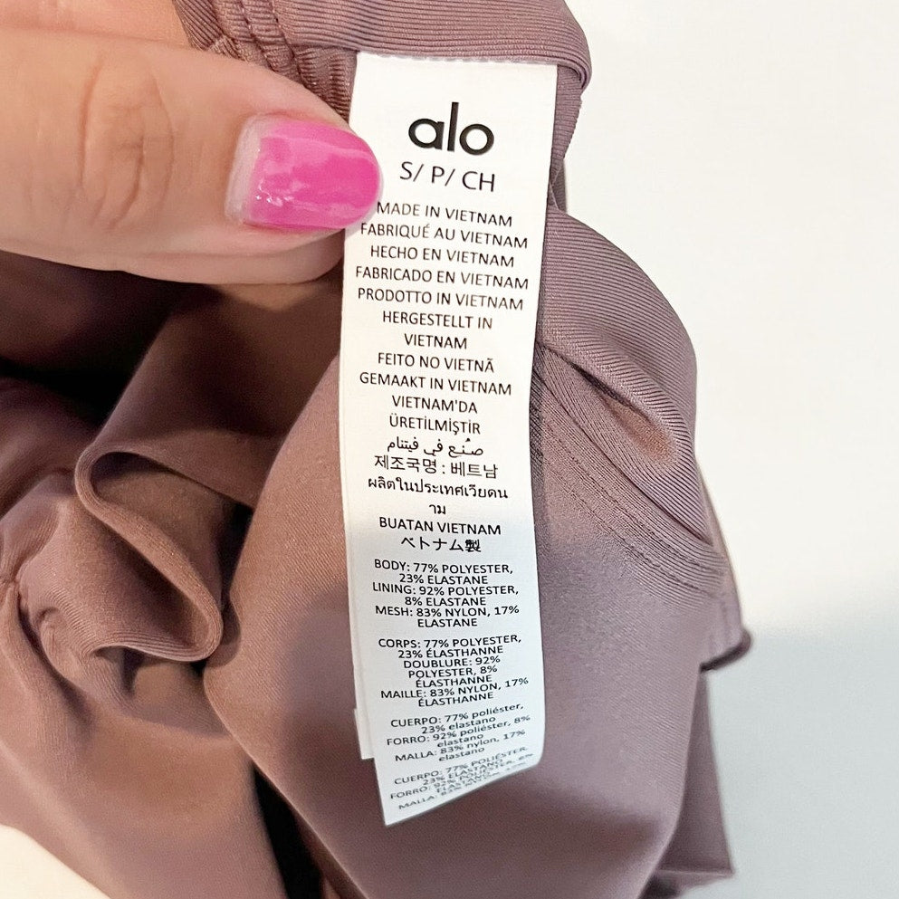 Alo Airlift Divine Ruched Center X Back Sports Bra Taupe Small