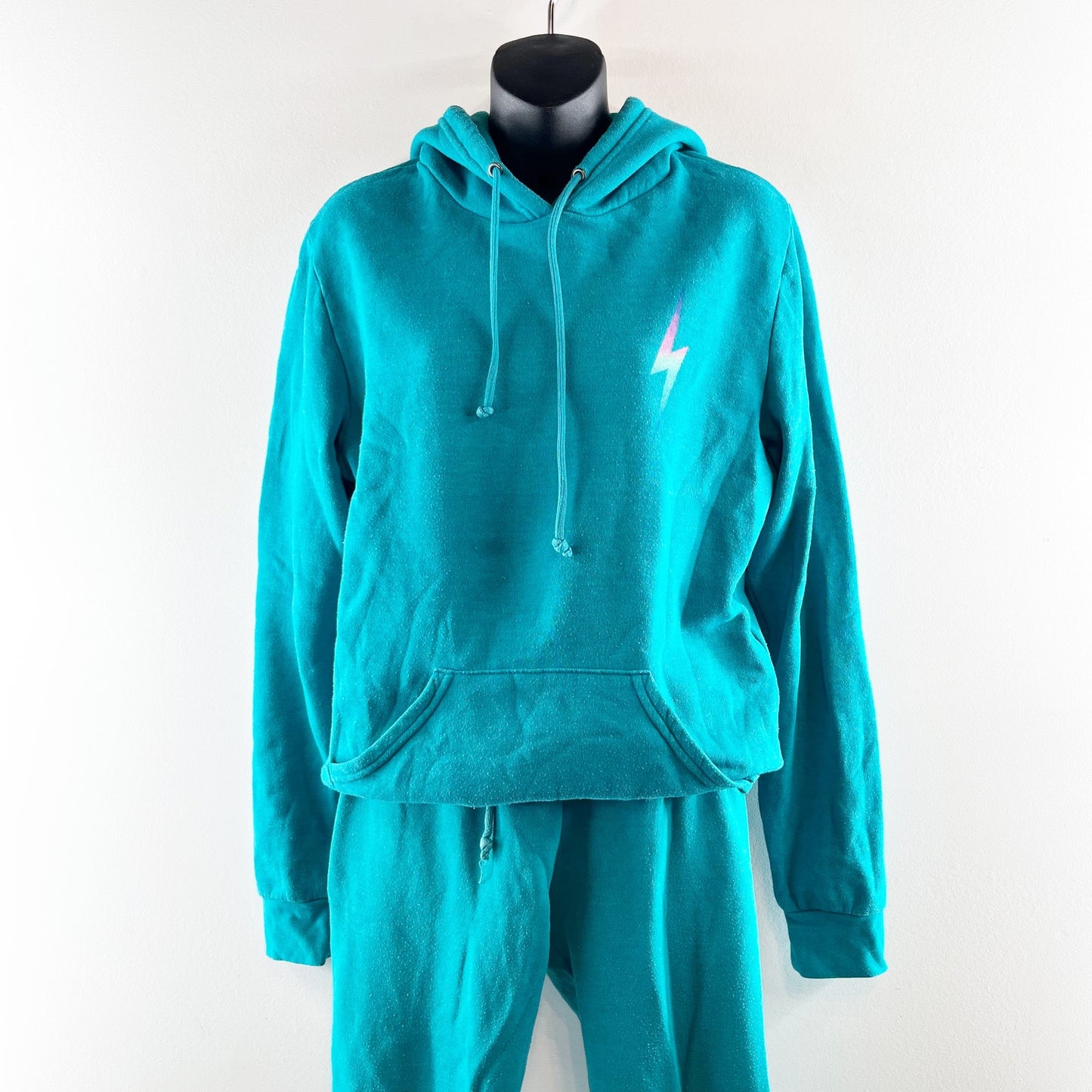 Aviator Nation Bolt Hoodie Sweatshirt Sweatpants Matching Set Teal M / S