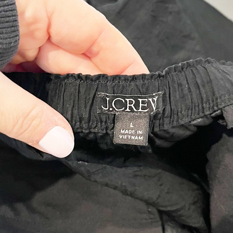 J. Crew Stratus Wide Leg Pants in Textured Satin Black Large