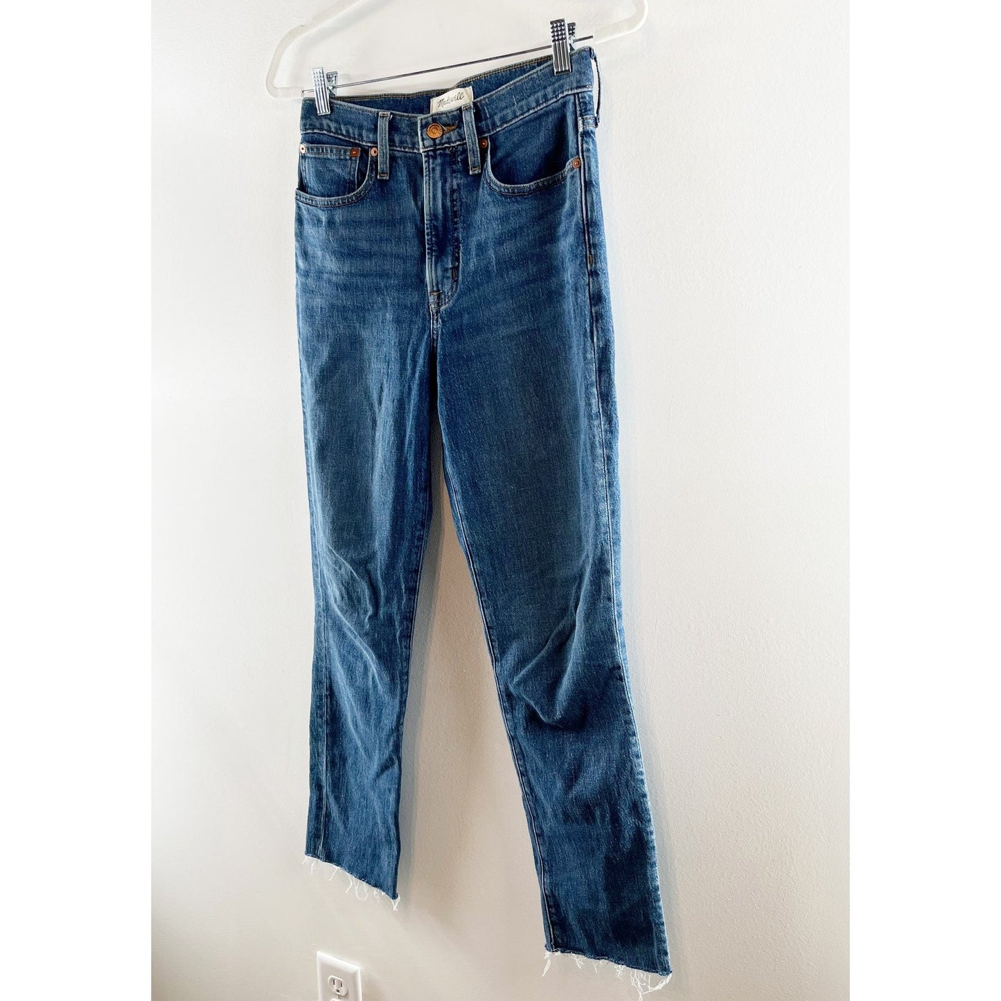 Madewell High Rise Raw Hem Perfect Vintage Jeans Blue 25