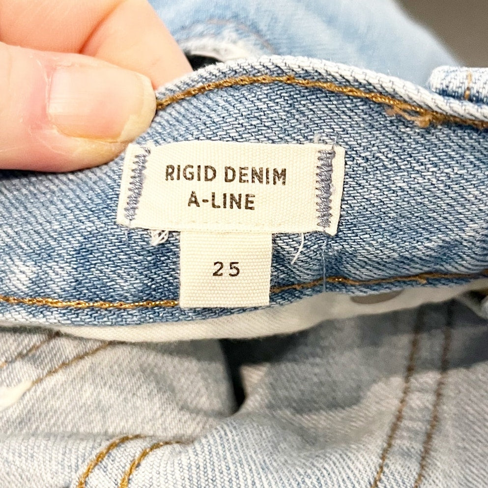 Madewell Rigid Denim A-Line Mini Skirt Raw Hem Blue 25 / 0