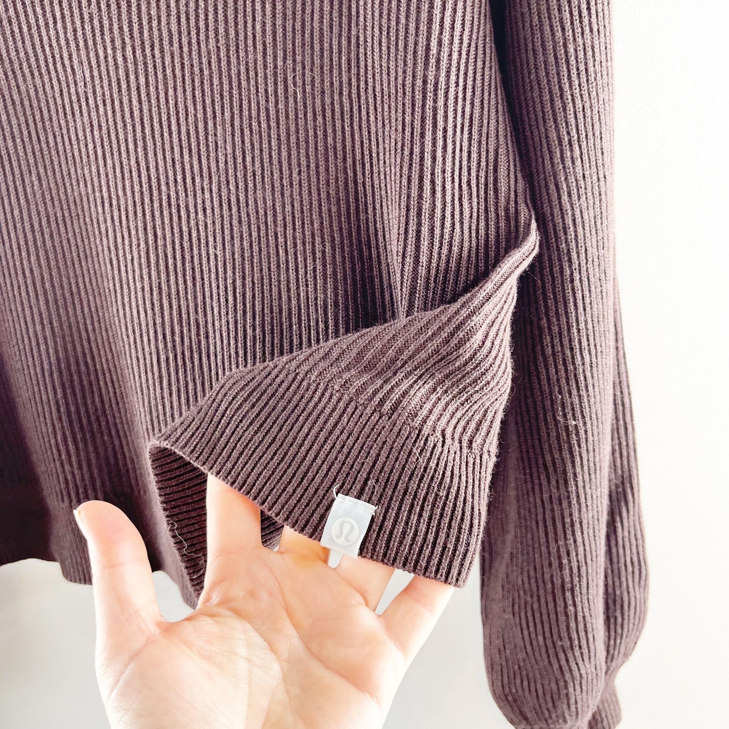Lululemon Long Sleeve Boxy Reversible Crossover Sweater Espresso Brown 6
