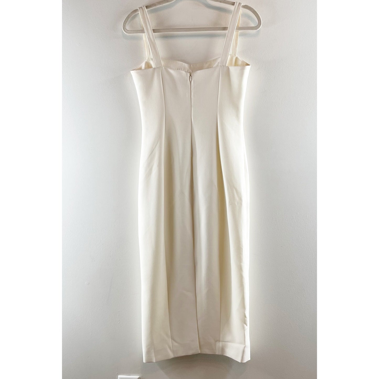 Cinq a Sept Square Neck Fitted Sleeveless Midi Sheath Dress Ivory White 6