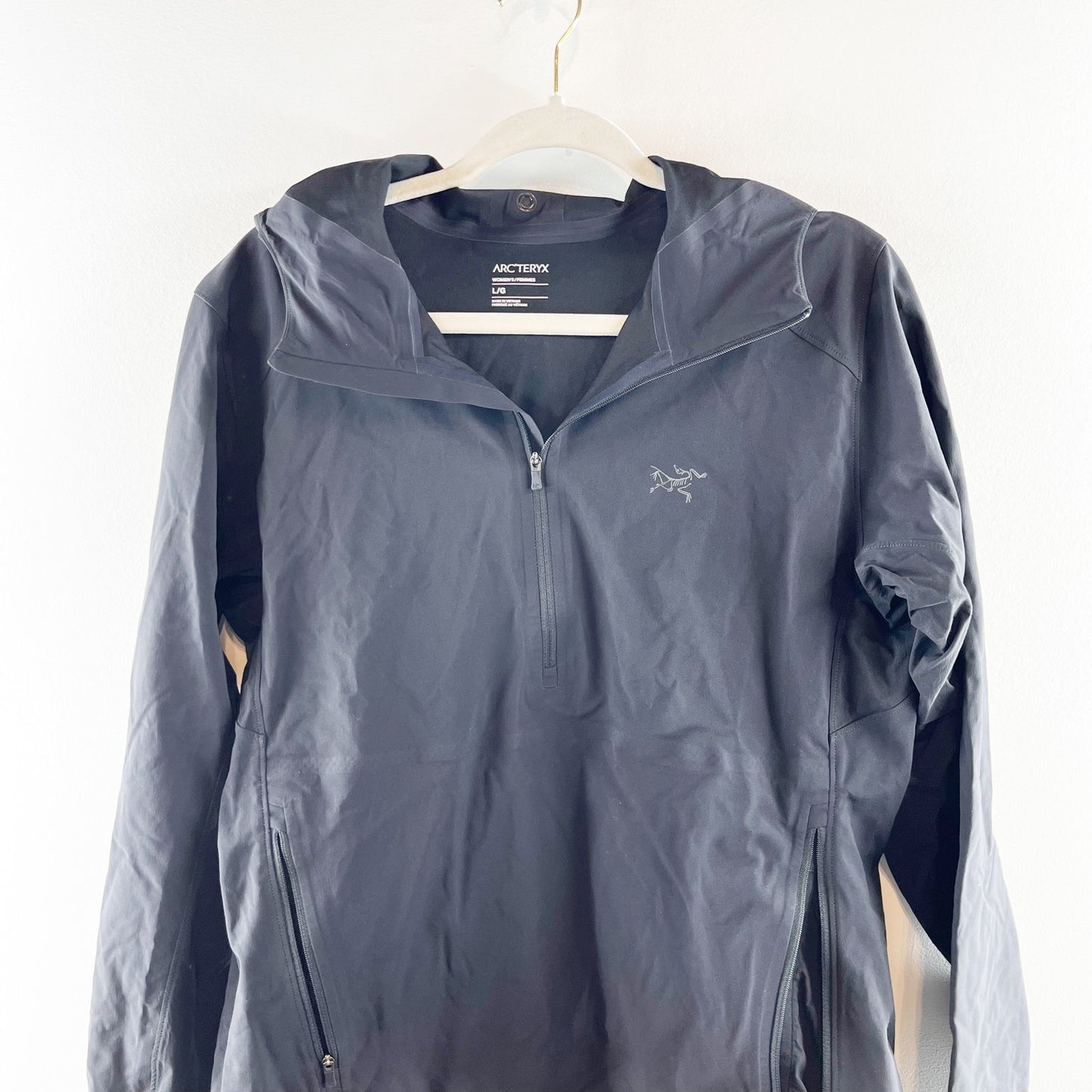 Arc'teryx Trino SL Long Sleeve 1/2 Zip Hooded Anorak Jacket Black Large
