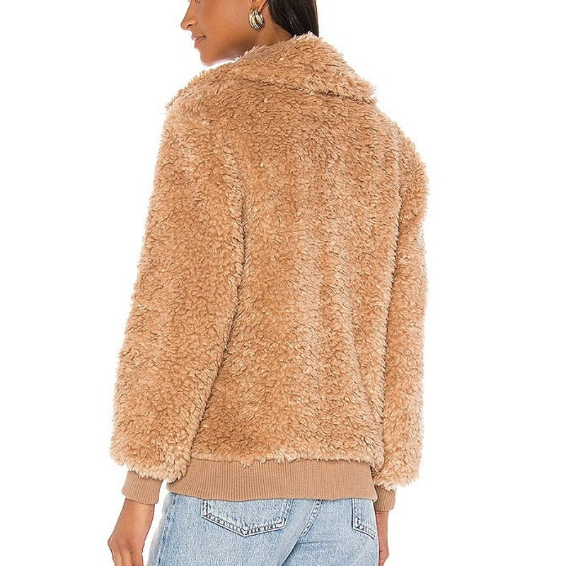 BB Dakota Steve Madden Teddy Or Not Bomber Jacket Camel Tan Medium