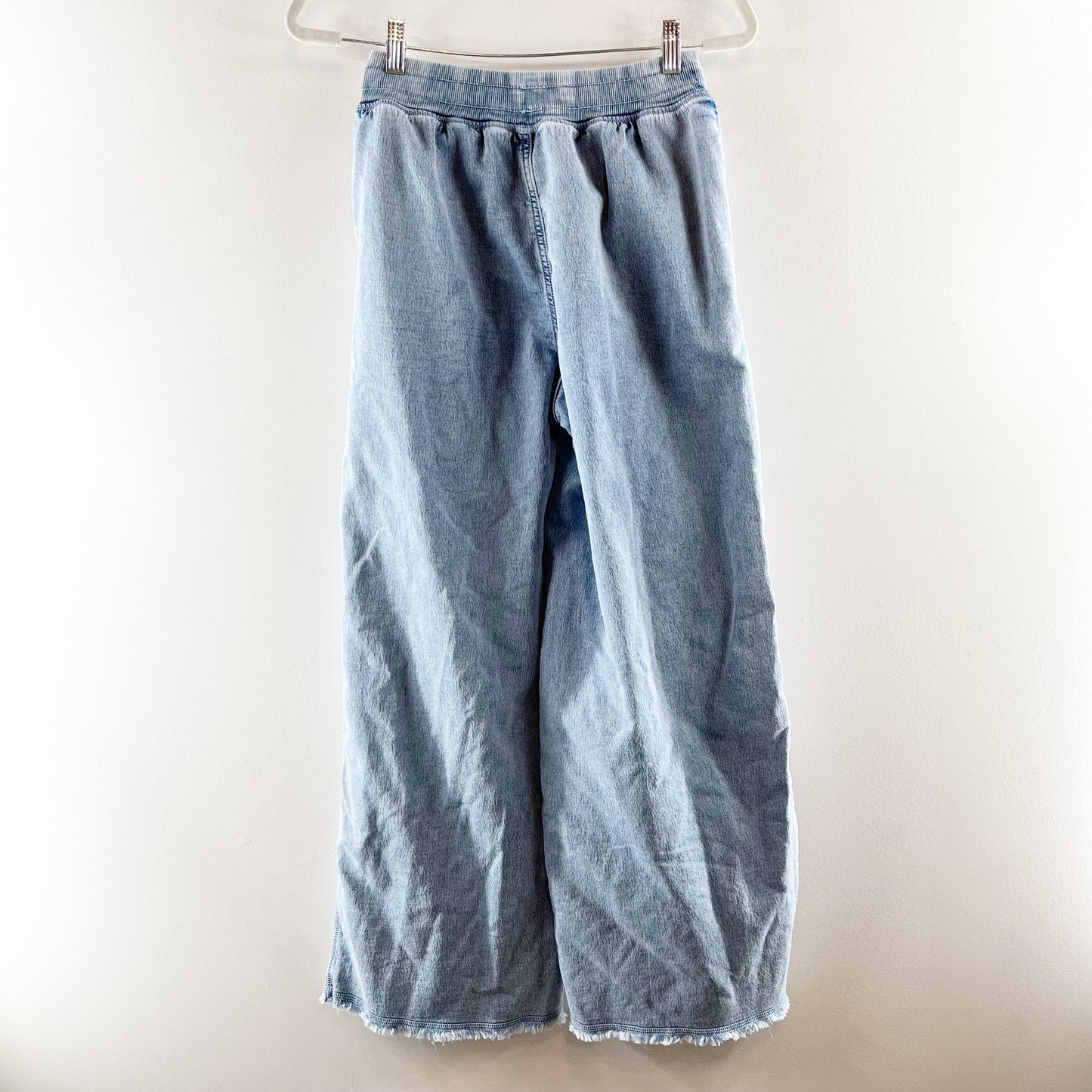 Aerie Soft Landing Pull On Mid Rise Wide Leg Trouser Jeans Light Wash Blue XS