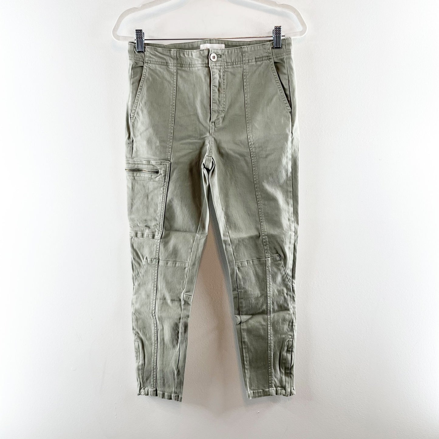 Anthropologie Slim Ankle High Rise Cargo Utility Pants Green 28