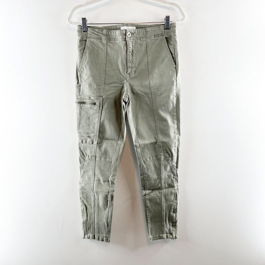 Anthropologie Slim Ankle High Rise Cargo Utility Pants Green 28