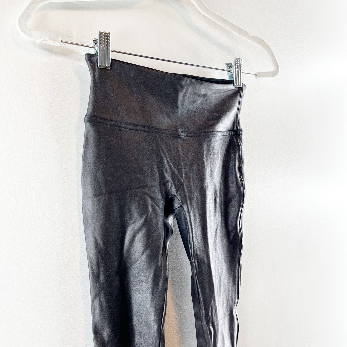 Spanx High Rise Compression Faux Leather Leggings Black XS