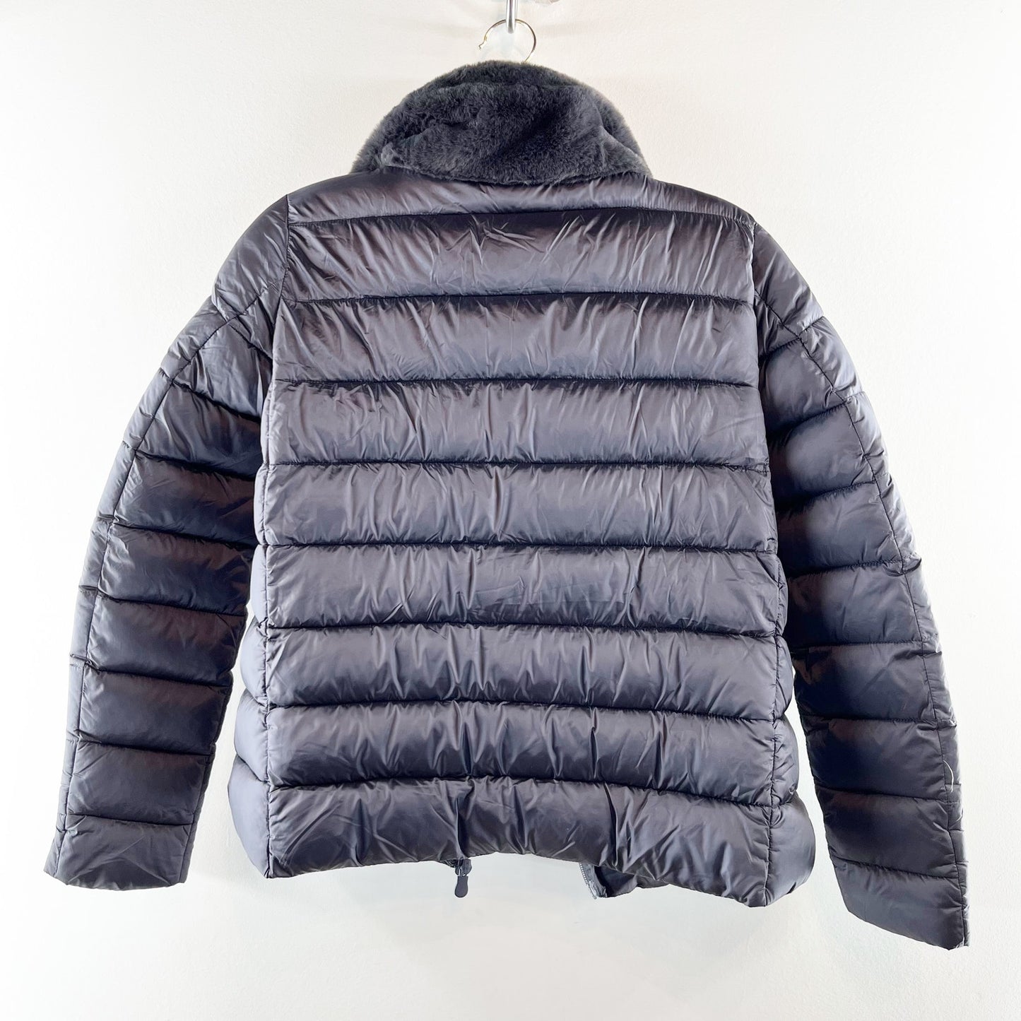 Save The Duck Mei Faux Fur Collar Puffer Coat Jacket Black XS