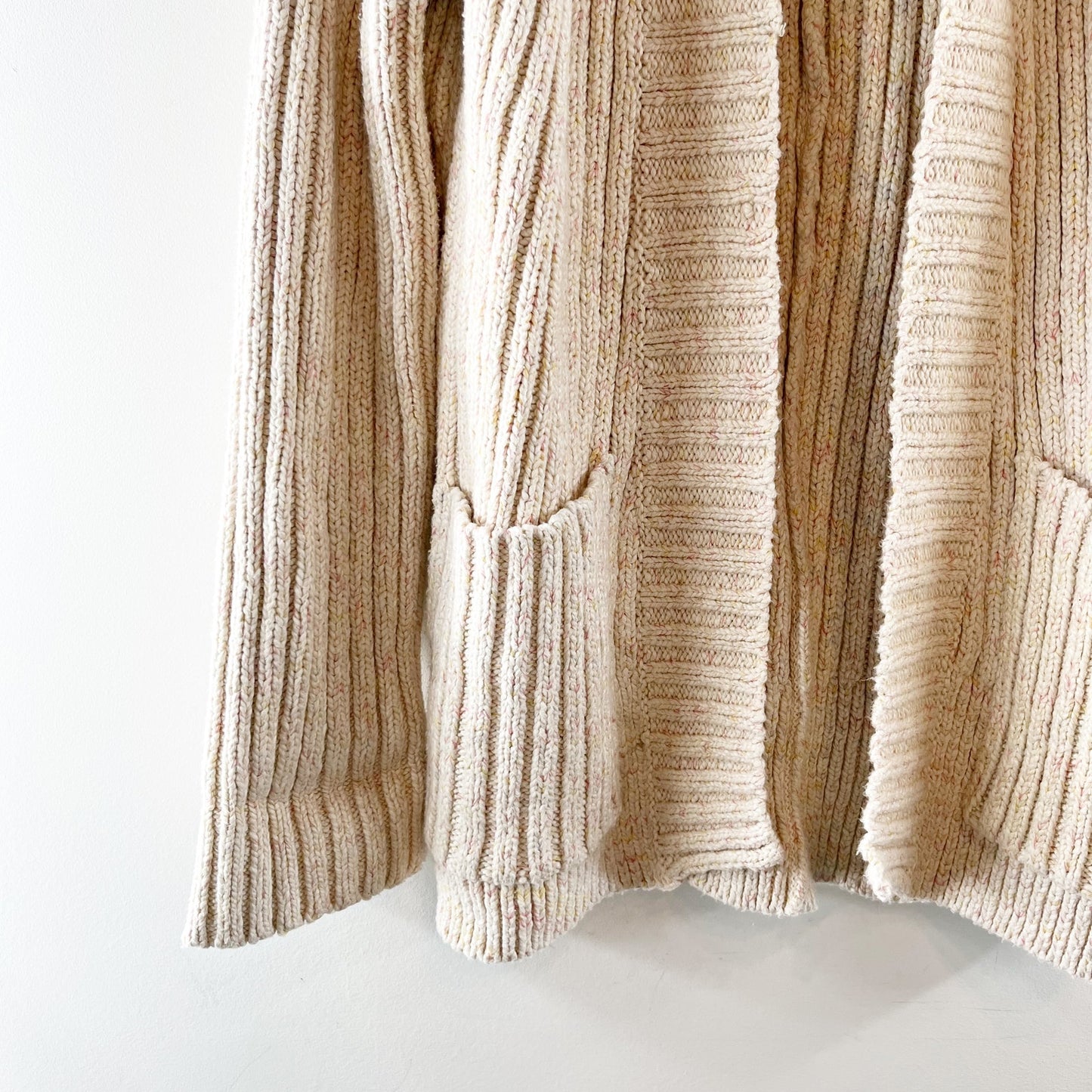 Free People Blossom Cotton Open Chunky Cardigan Sweater Cream Tan XS