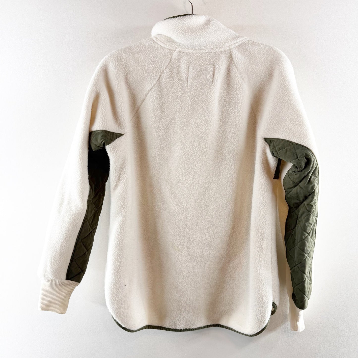 Abercrombie & Fitch Asymmetrical Snap Fleece Jacket White Green Small