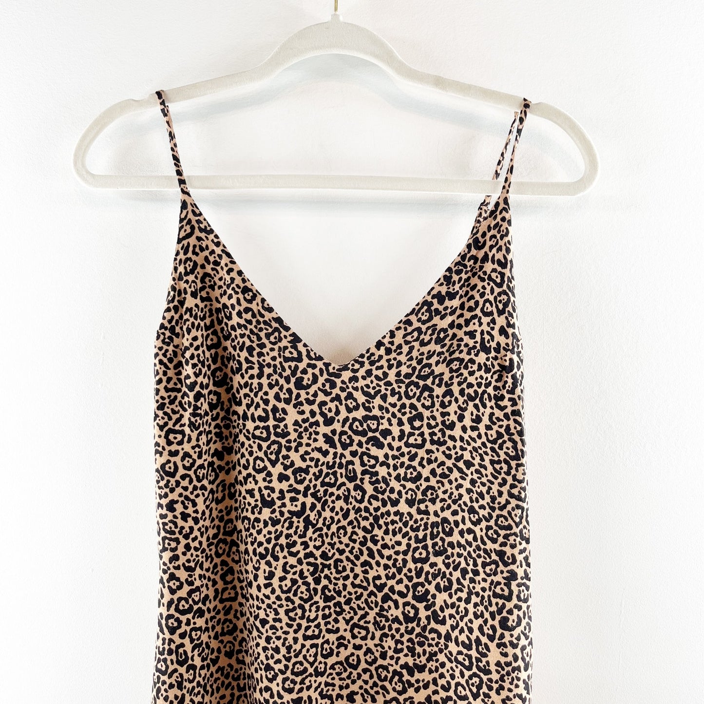 Reformation Marlowe Leopard Print Mini Slip Dress Brown Black XS