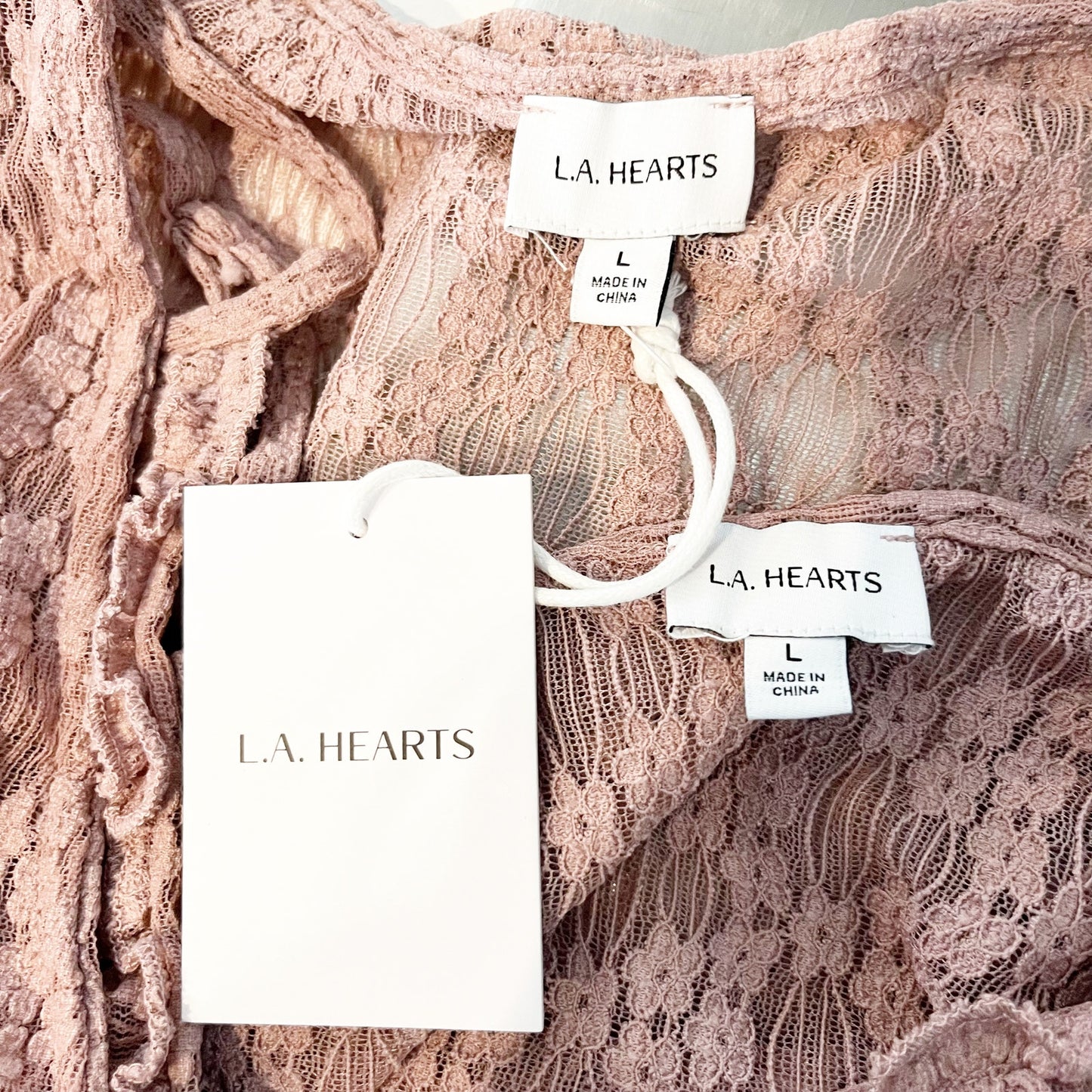 LA Hearts PacSun Tie Front Cami and Cardigan Two Piece Set Rose Pink Large