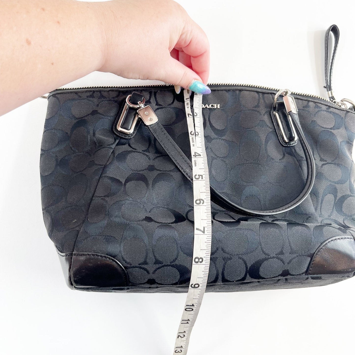 Coach Signature C Logo Madison Shoulder Tote Bag Black