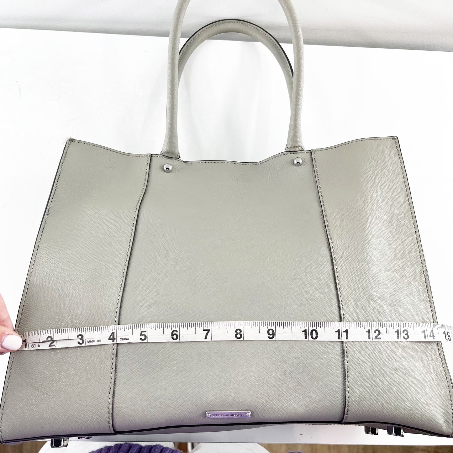 Rebecca Minkoff MAB Leather Square Tote Bag Purse Gray