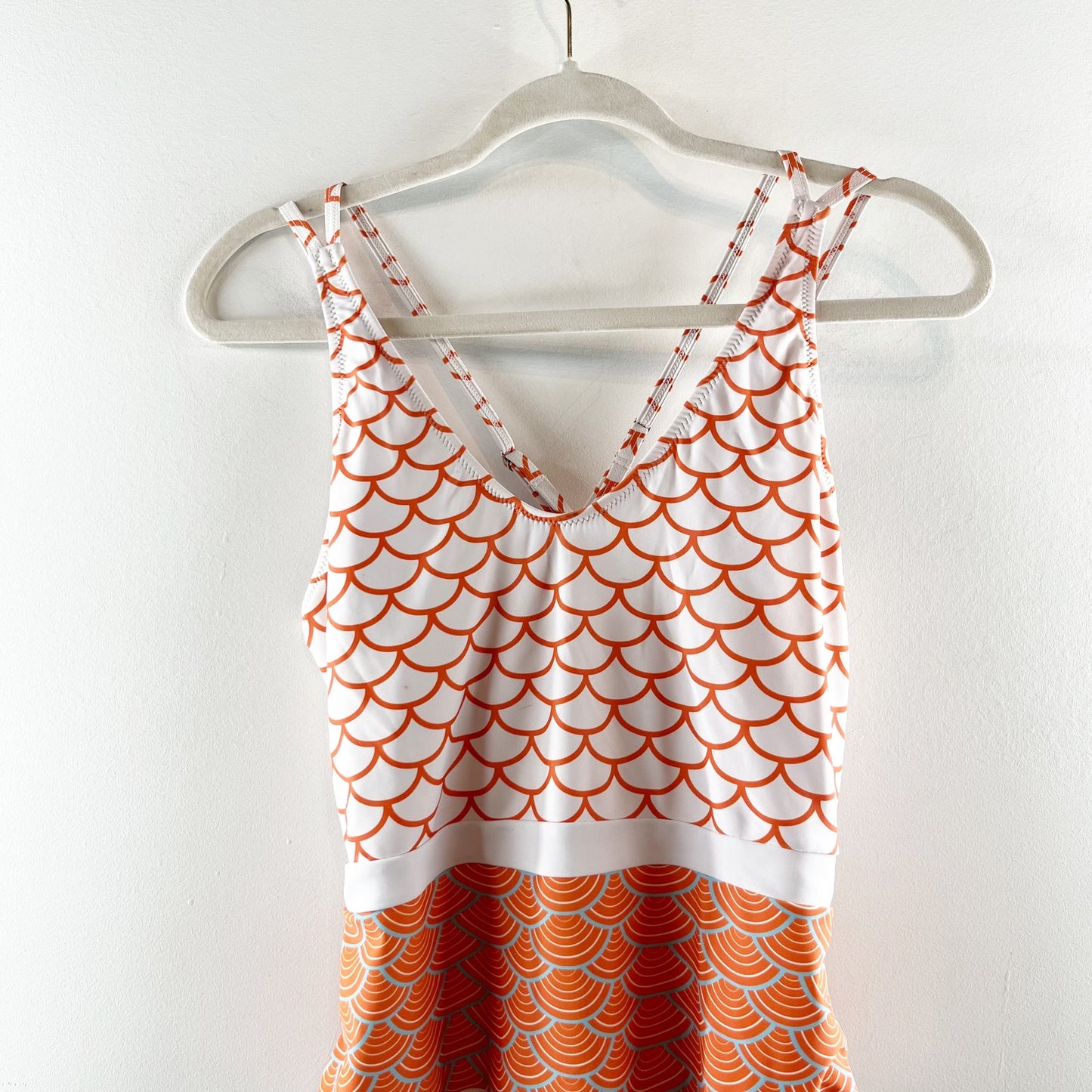 Cupshe Boho Print Strappy Back One Piece Full Coverage Bathing Suit Orange XL