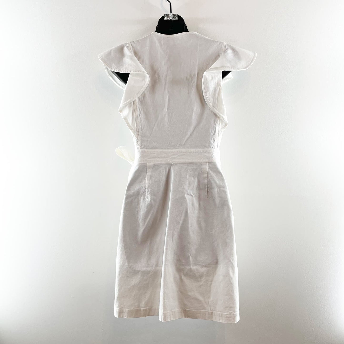 A.L.C Sidelle Linen Blend Wrap Ruffle Sleeve Mini Dress White 4