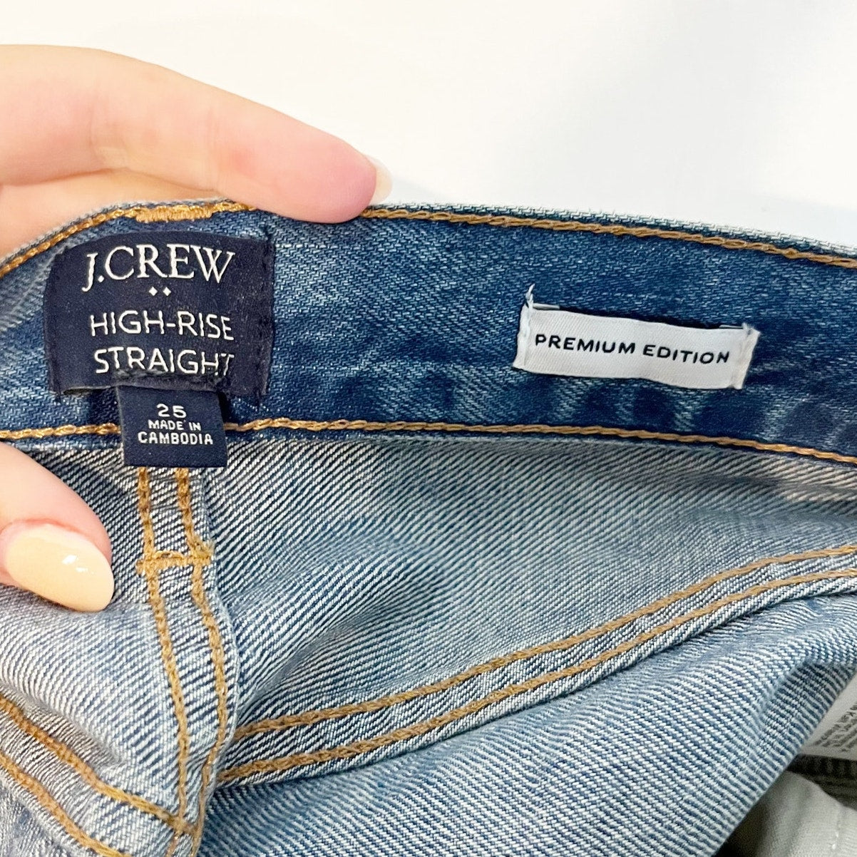 J. Crew Button Fly High Rise Straight Leg Jeans Blue Fleur Wash Blue 25 / 0