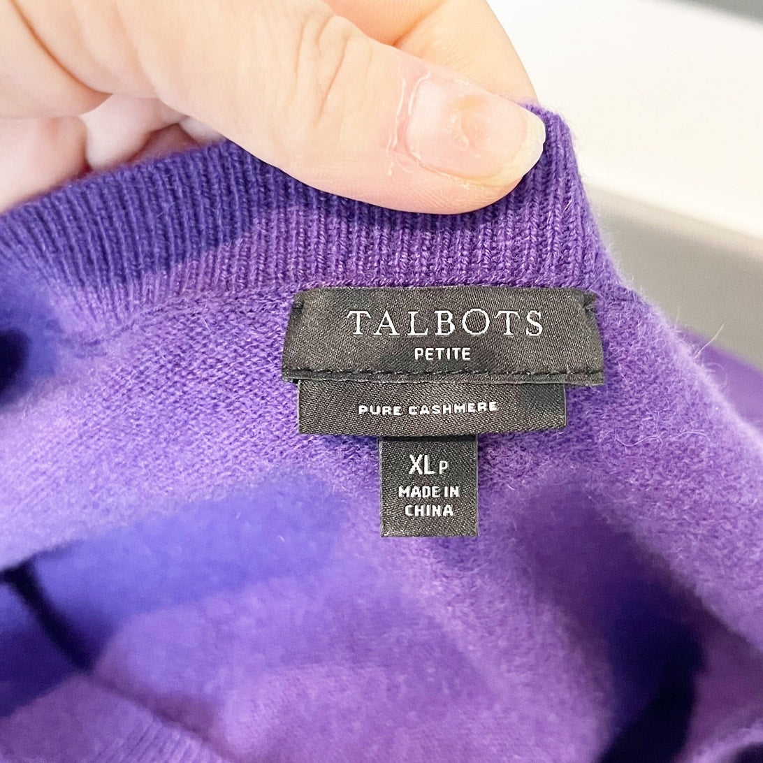 Talbots Long Sleeve V Neck Cashmere Pullover Sweater Purple XL Petite