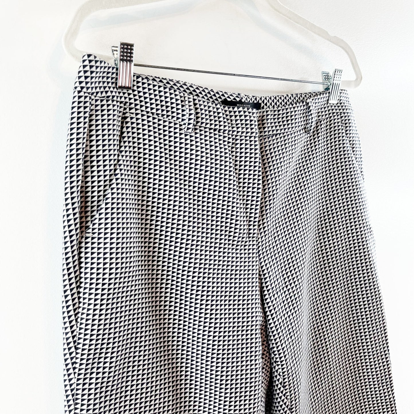 Weekend Max Mara High Rise Houndstooth Trouser Pants Gray 14