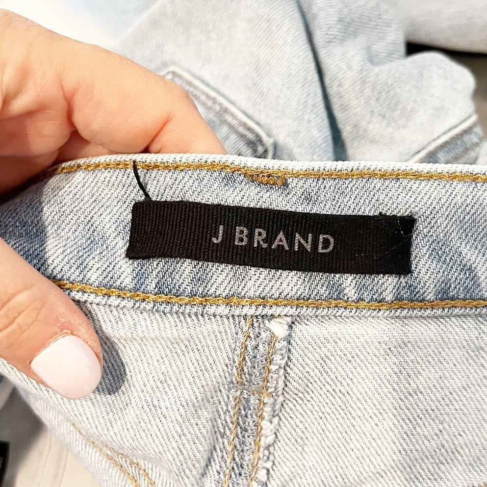 J. Crew High Rise Runway Bootcut Raw Hem Jeans in Gigi Raze Blue 25