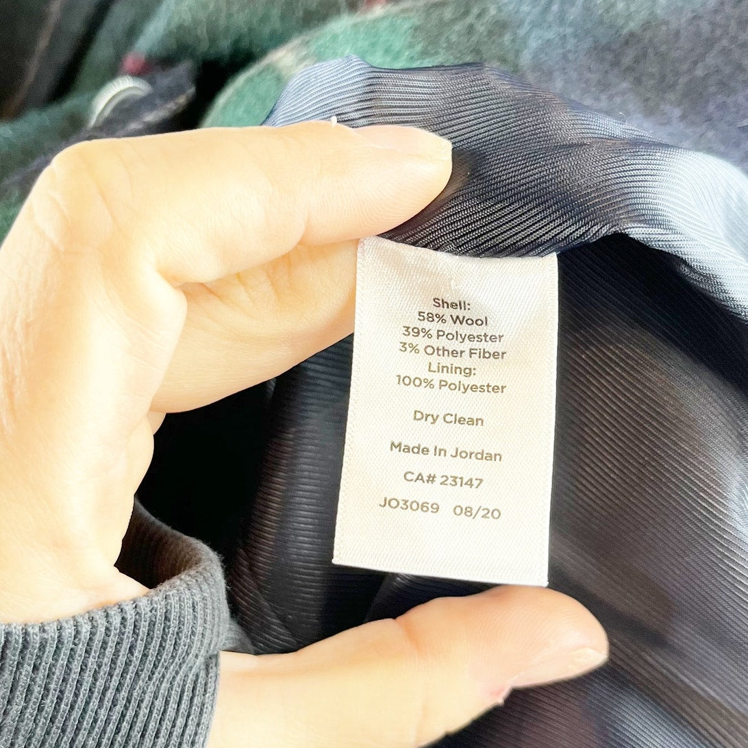 Talbots Brushed Wool Double Breasted Blazer Jacket Tartan Plaid Green 10P
