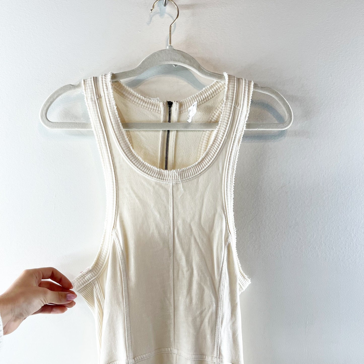 Anthropologie Daily Practice Sleeveless Relaxed Fit Wide Leg Jumpsuit Cream MP