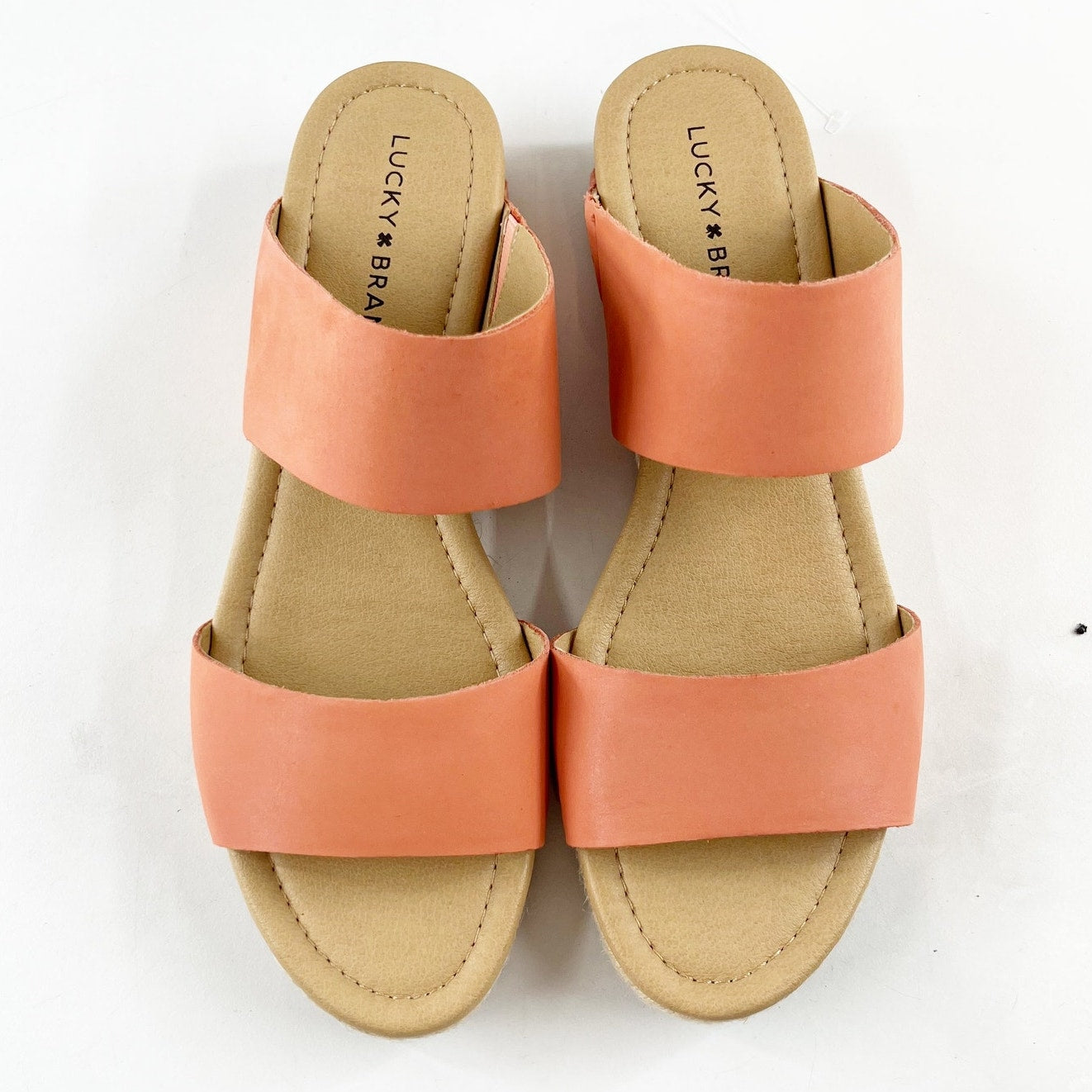 Lucky Brand Wyntor Double Strap Leather Slide Sandal Coral Pink 11