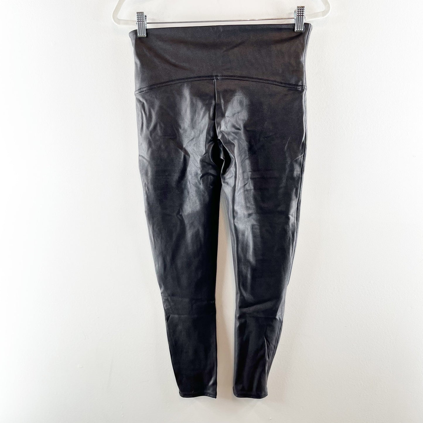 Spanx High Rise Compression Faux Leather Leggings Black XL Petite