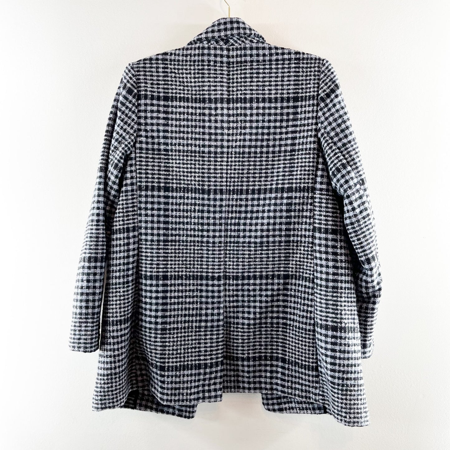 Old Navy Soft Brushed Oversized Single Breasted Plaid Blazer Jacket Gray Small