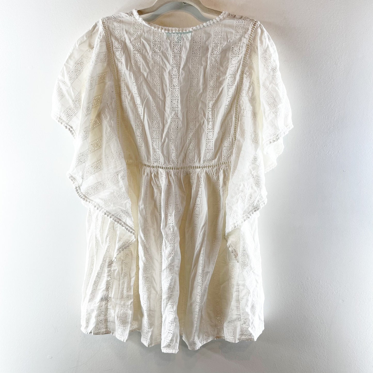 Melissa Odabash Brooke Flutter Sleeve Eyelet Mini Cover-Up Dress White Small
