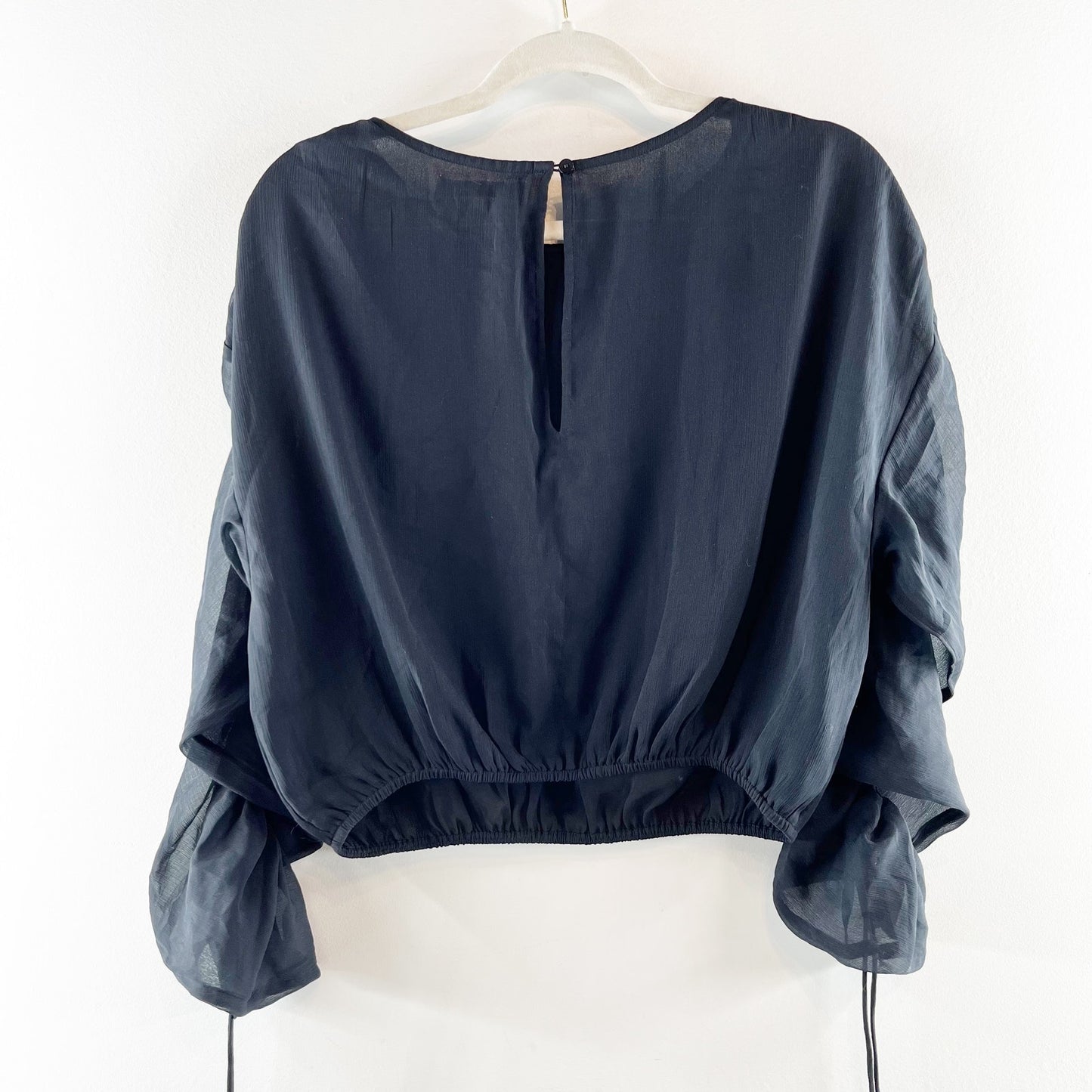 Abercrombie & Fitch Long Sleeve Ruched Gathered Elastic Hem Black Medium