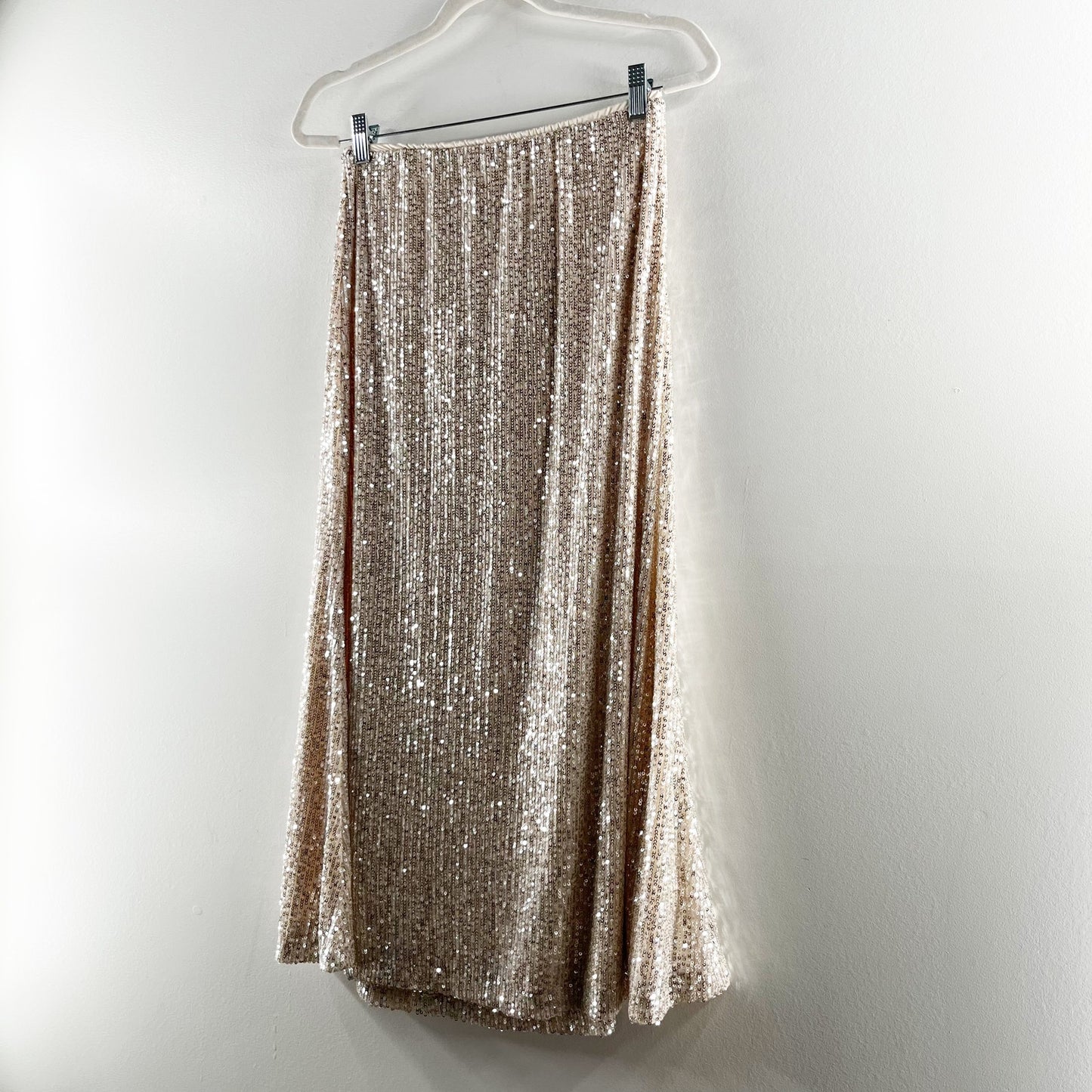 Old Navy High Waisted Sequin Lined Maxi Skirt Gold Medium Petite